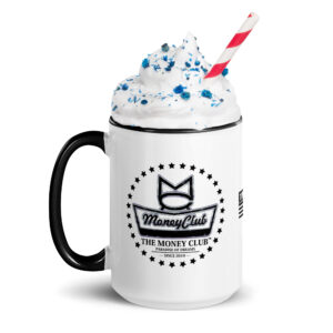 The Money Club White Ceramic Mug with Black Inside