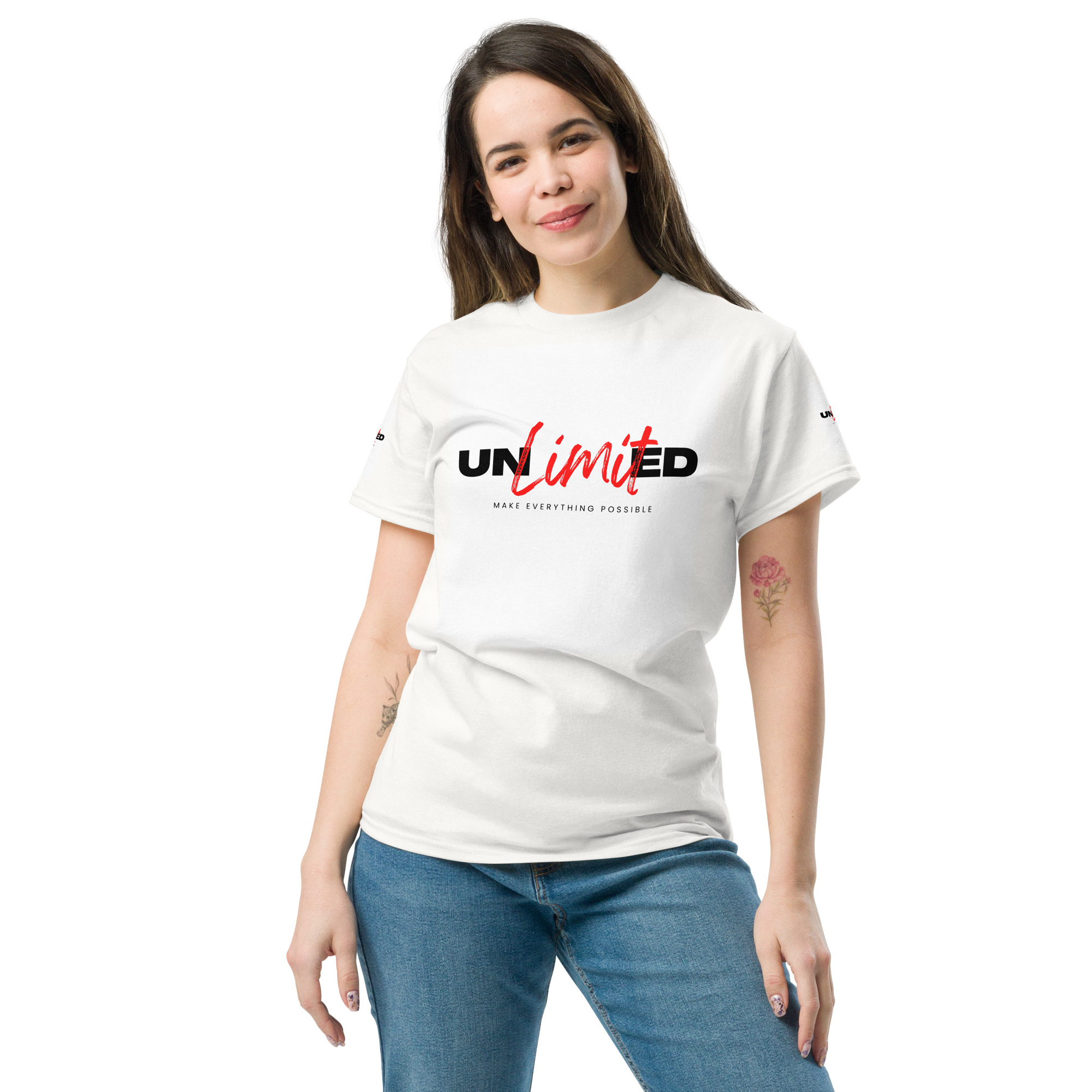 Unlimited Everything Possible White Unisex Classic Tee - Image 3